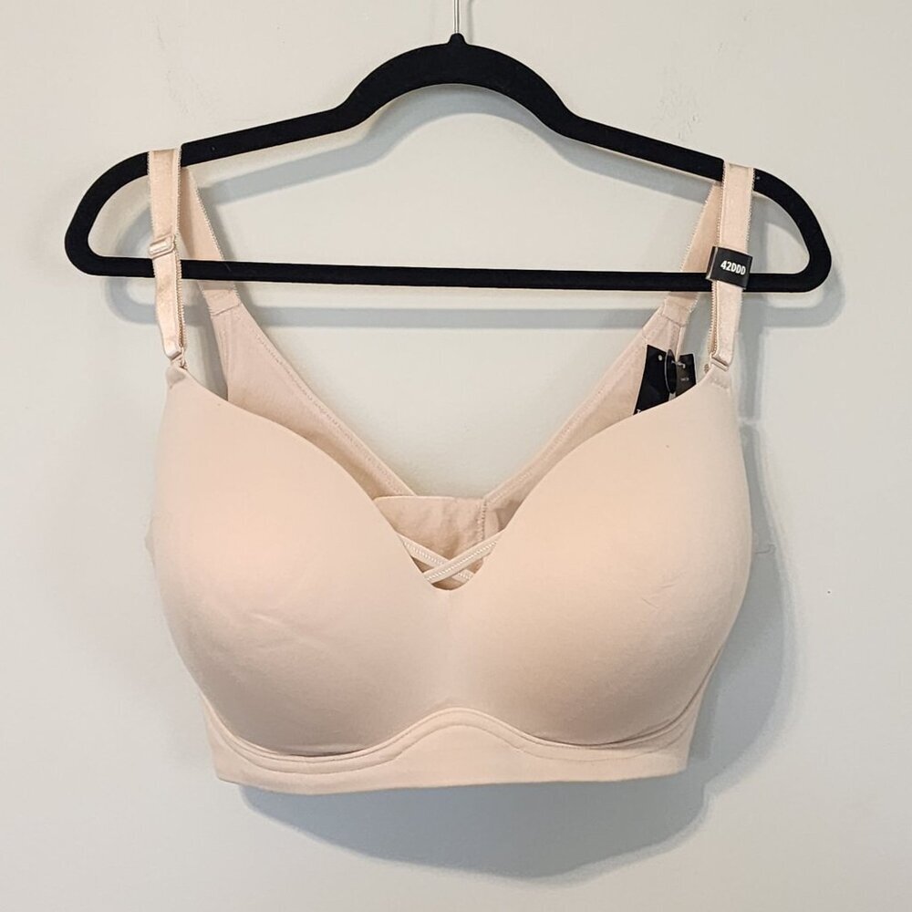 New Torrid Curve Wire Free Push -Up Plunge Bra 42DDD Nude
